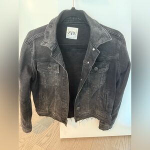 Zara distressed black denim jacket